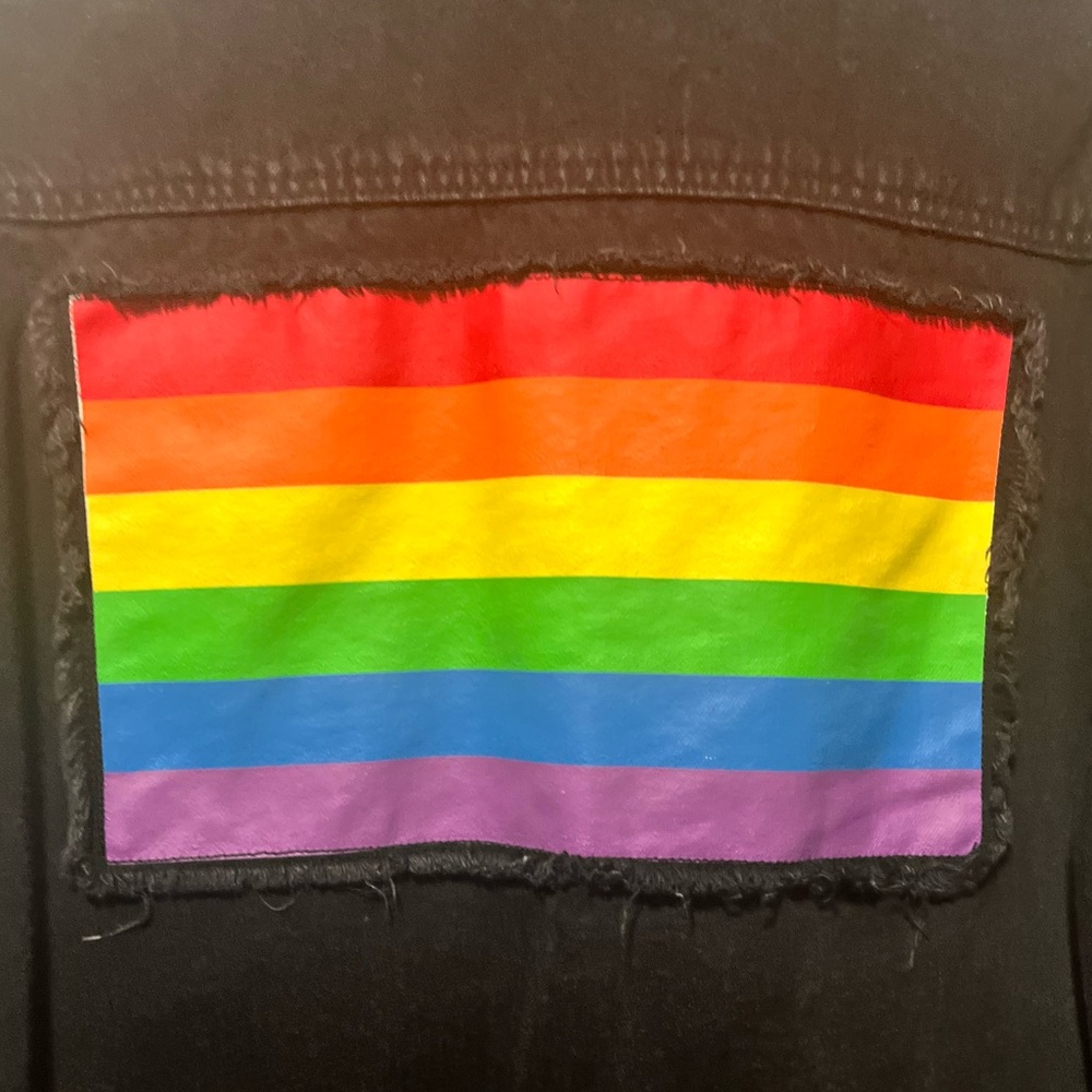 Social Collision Unisex Pride Denim Jacket off black Cotton Size M - Picture 8 of 10
